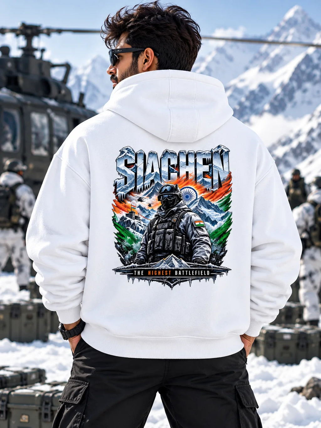 Siachen Highest Battlefield Graphic Oversized Hoodie