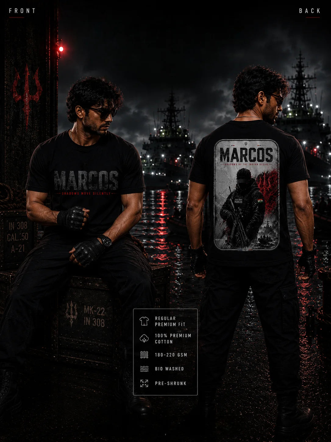MARCOS T-Shirt – Shadows Move Silently | Indian Navy Special Forces Tee