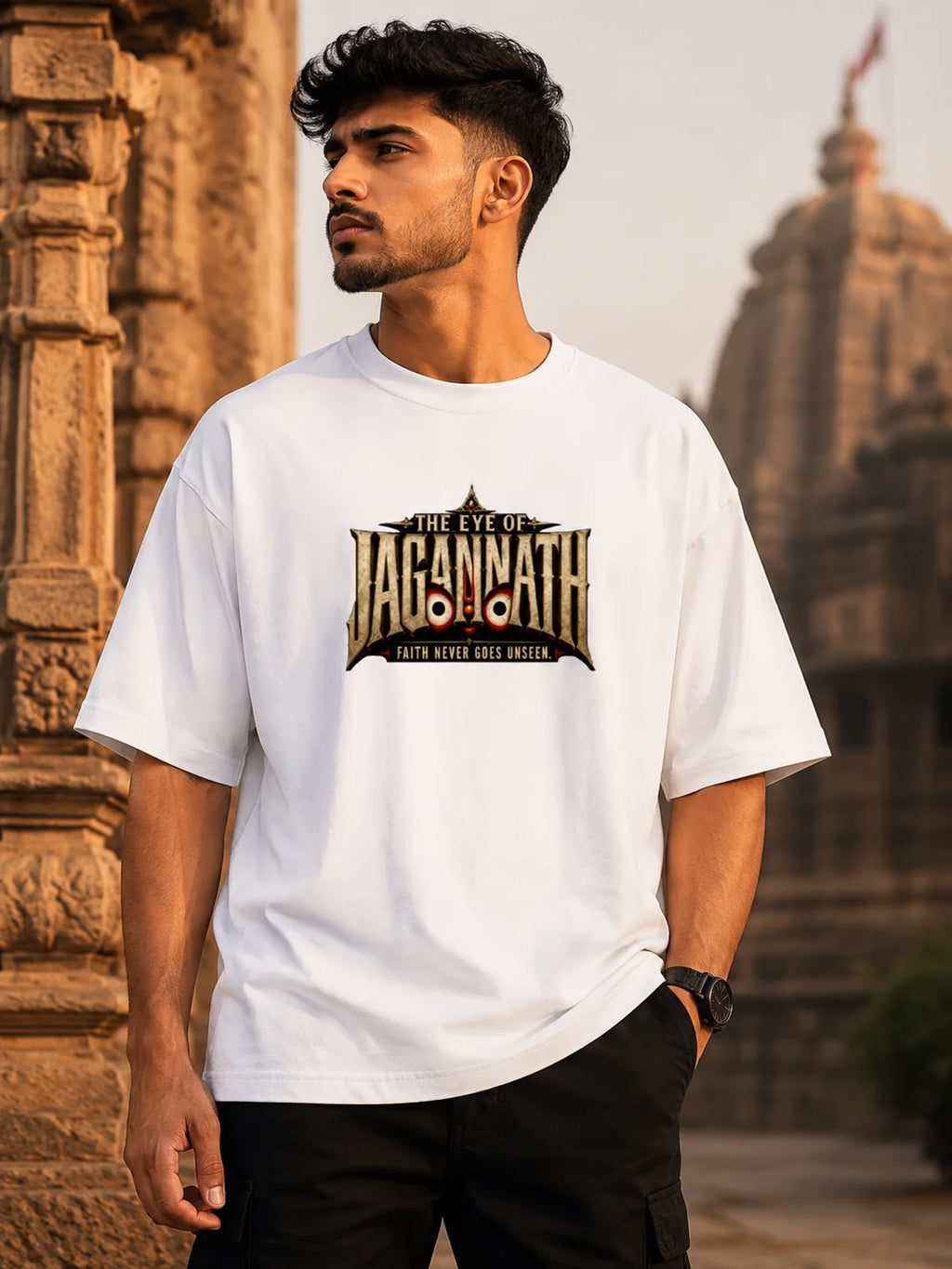 Jagannath Oversized White T-Shirt