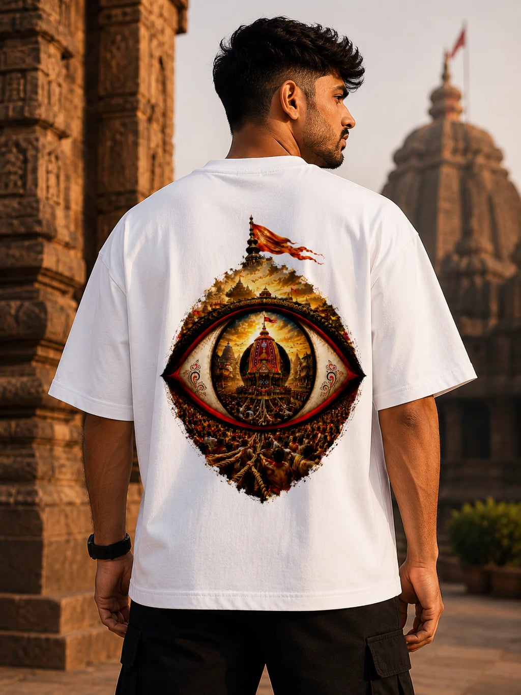 Jagannath Oversized White T-Shirt
