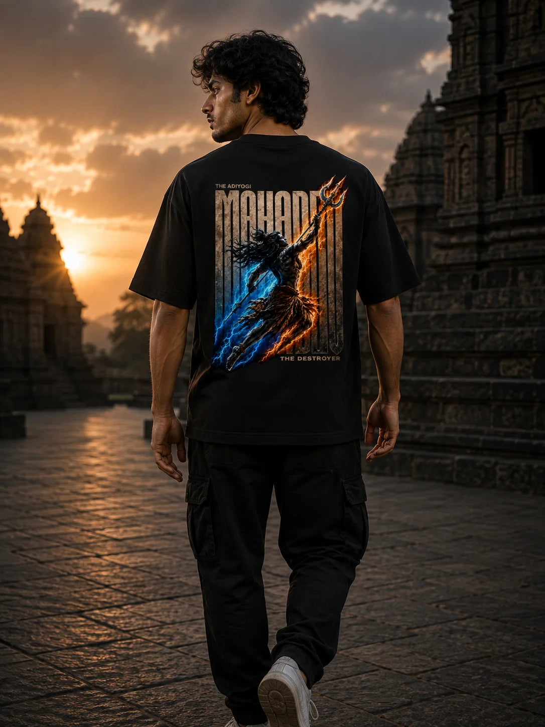 Mahadev The Destroyer Black Oversized T-Shirt