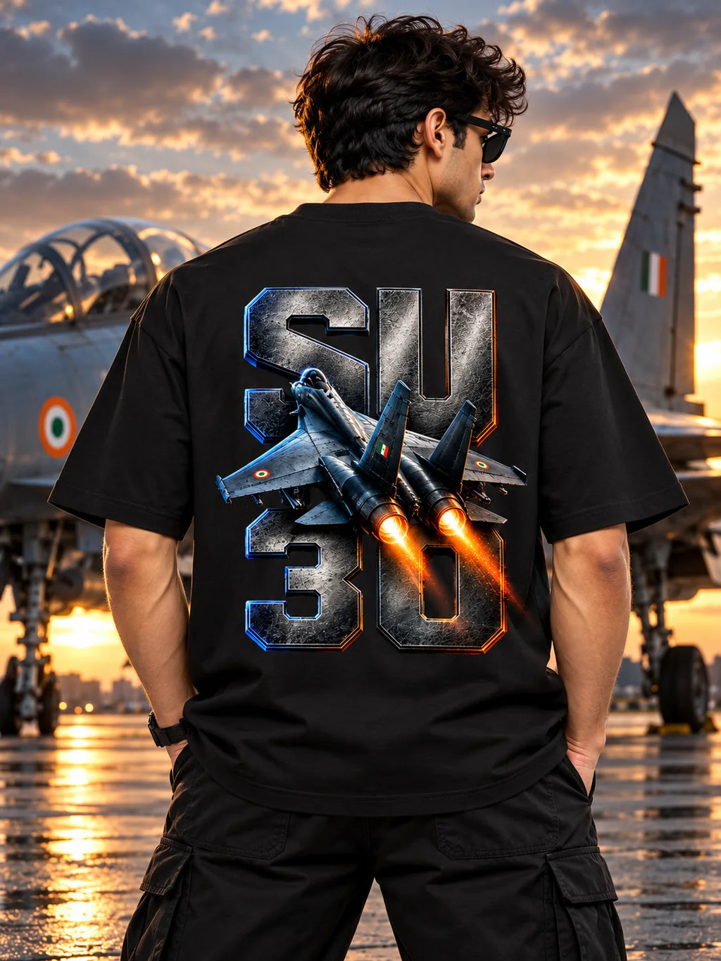 SU-30MKI Black Oversized T-Shirt