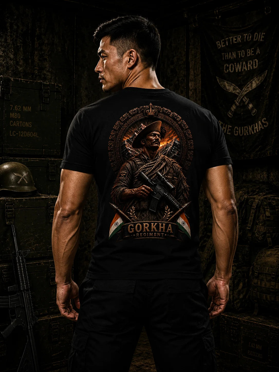 Gorkha "Fearless By Choice, Brothers By Blood"  Stretch Black T-Shirt