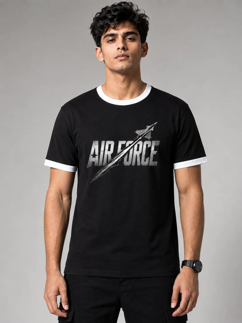 Men's Air Force Black Ringer T-Shirt