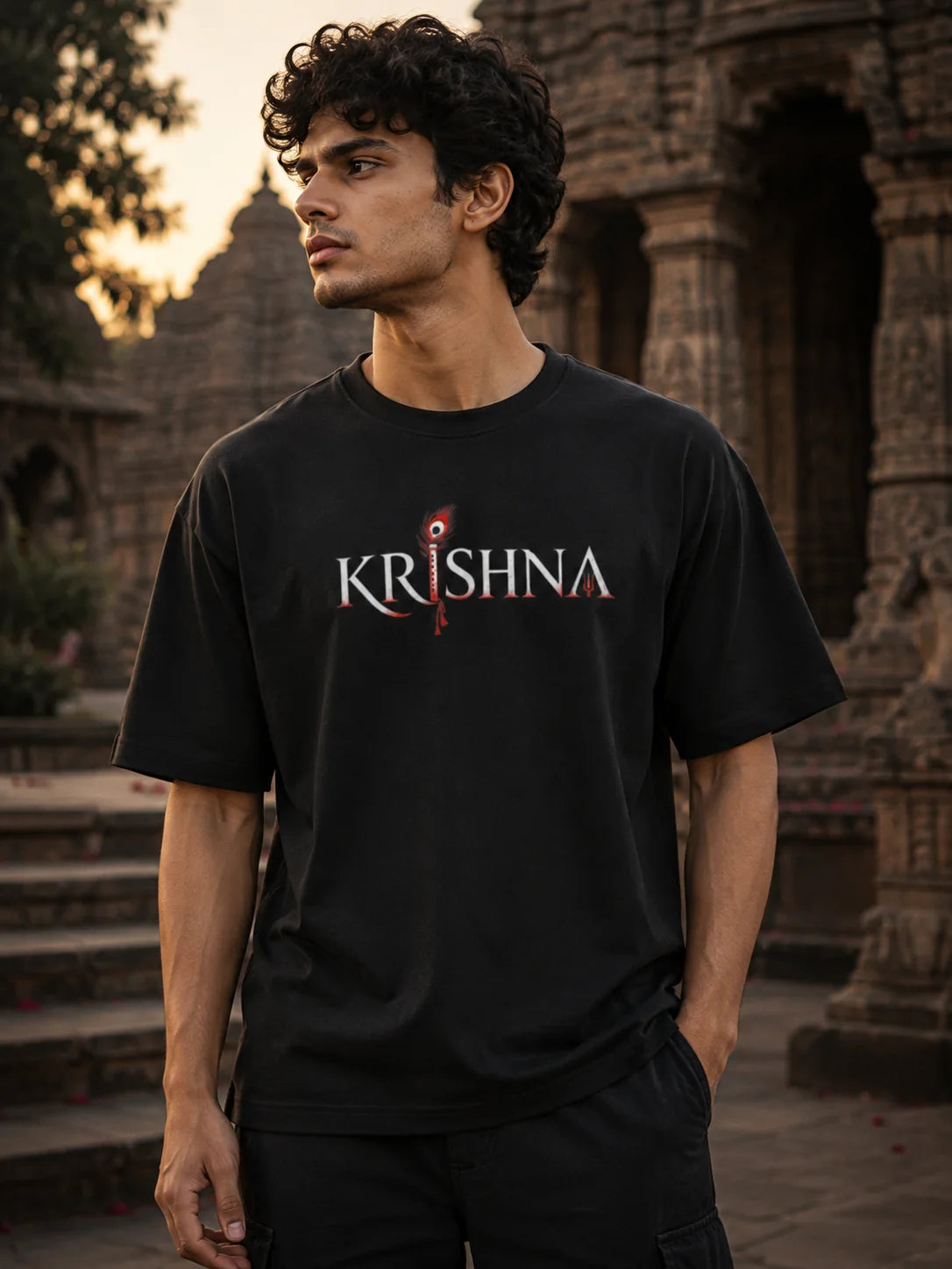 Krishna GOD Black Oversized T-Shirt