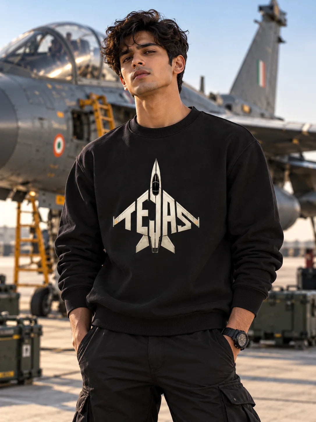 Tejas Fighter Jet Graphic Sweatshirt
