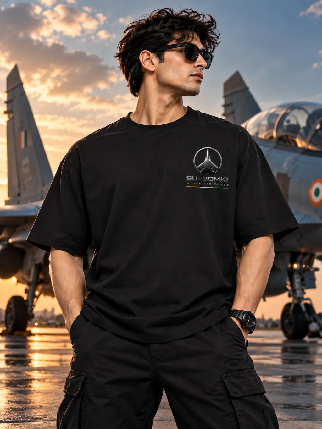 SU-30MKI Black Oversized T-Shirt