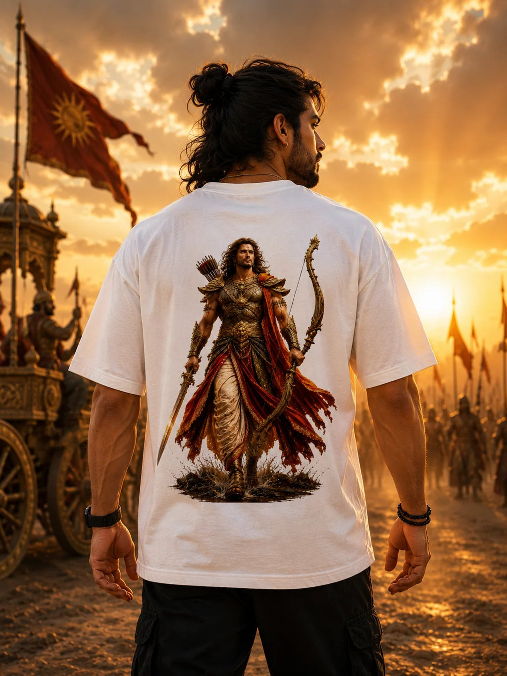 Karna Warrior Oversized White T-Shirt