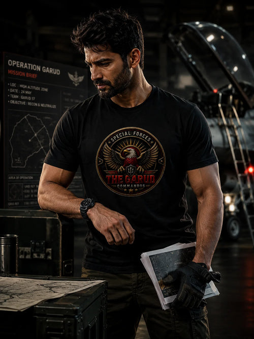 Garud Commandos T-Shirt | IAF Special Forces Eagle Badge Graphic Tee