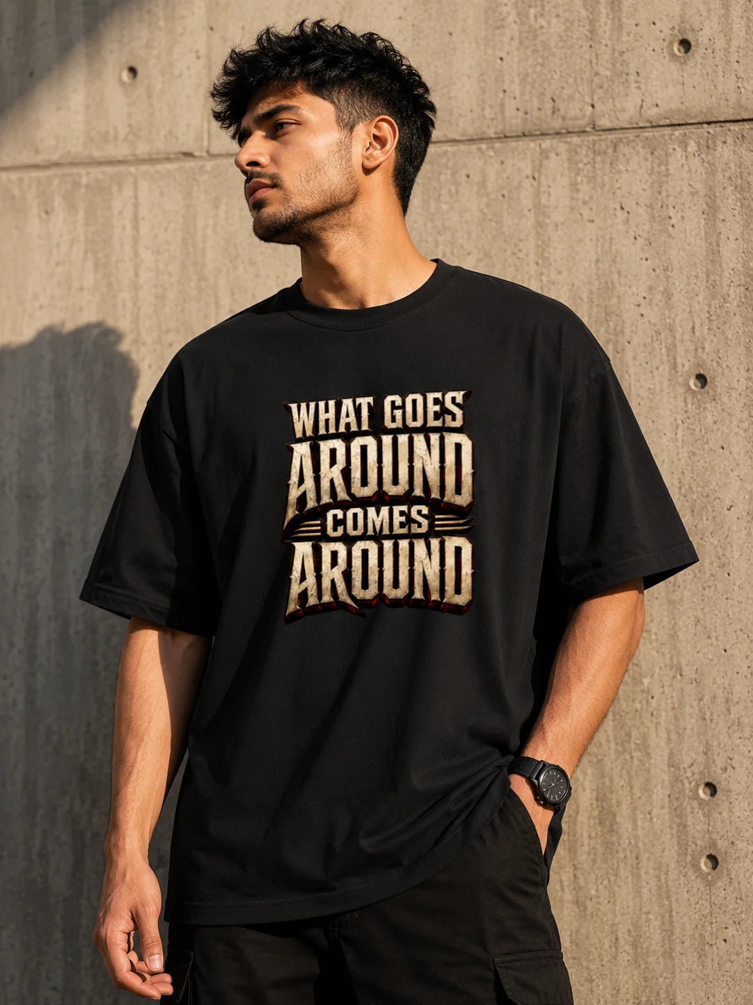 Karma Gita Quote Oversized T-Shirt