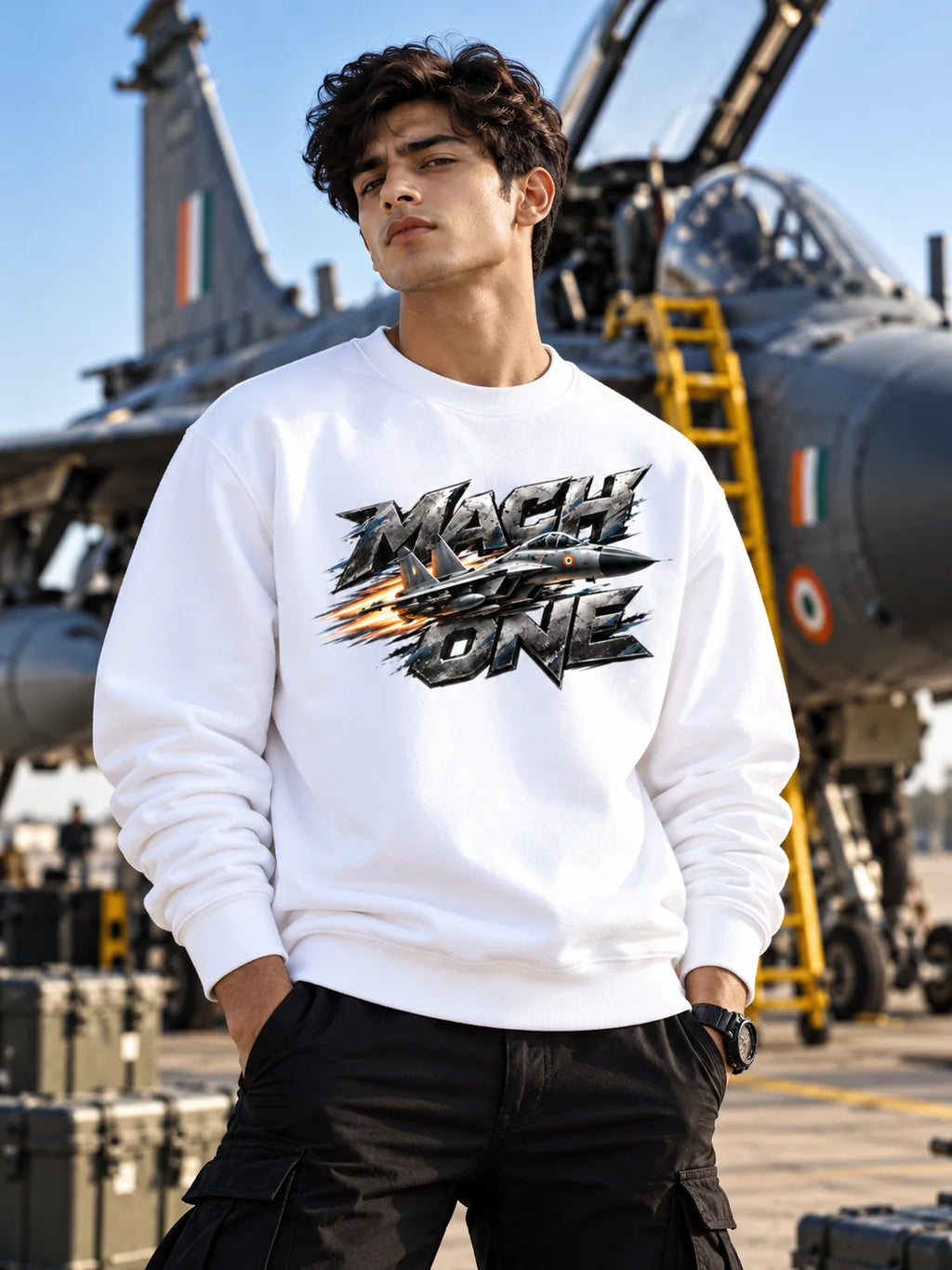 Mach One Fighter Jet Graphic Sweatshirt