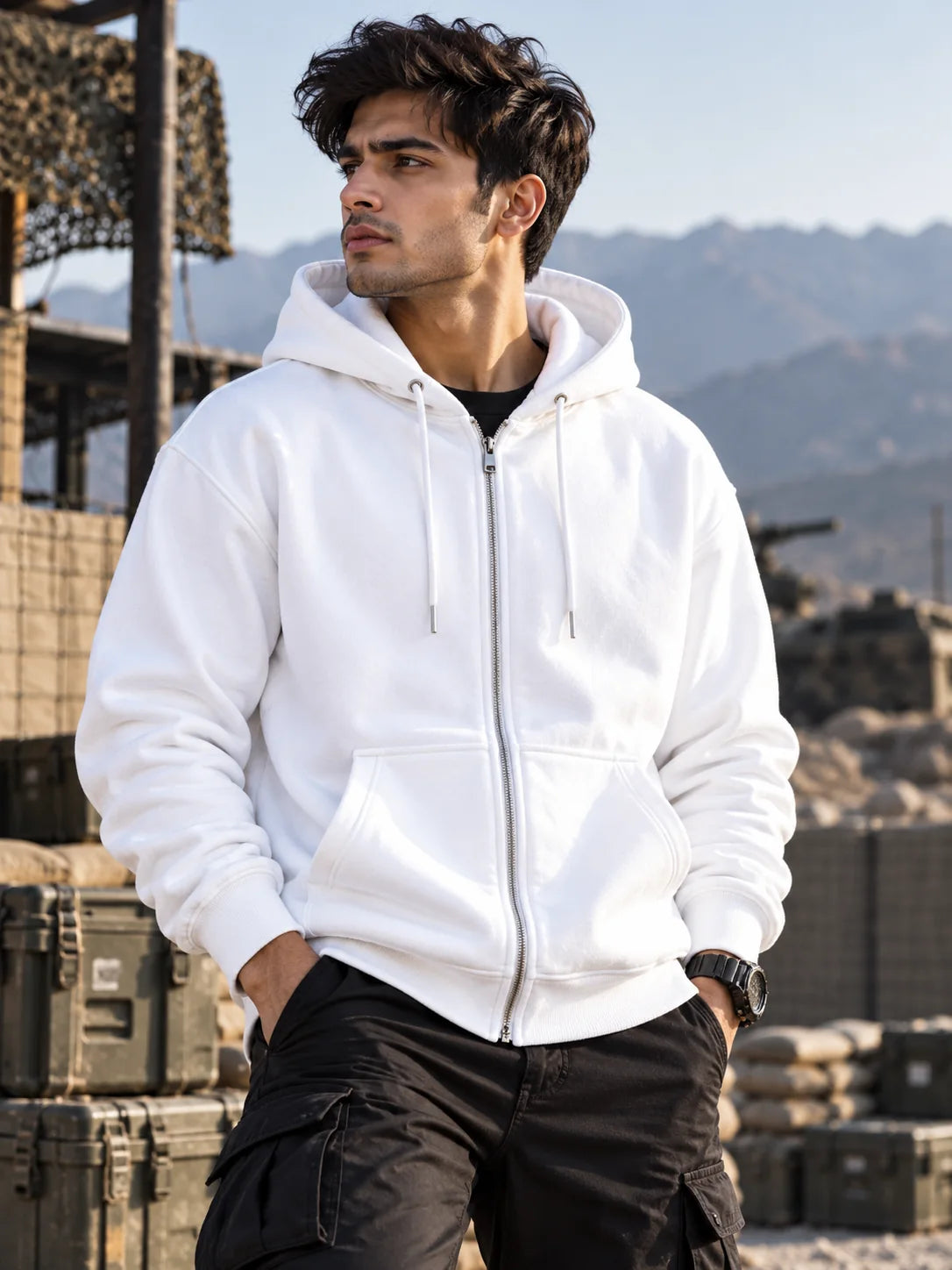 Born to Defend Soldier Graphic Zip-Up Hoodie