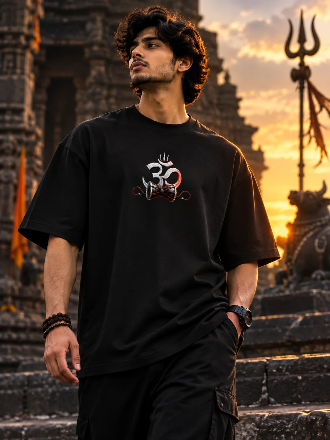 Mahadev The Destroyer Black Oversized T-Shirt