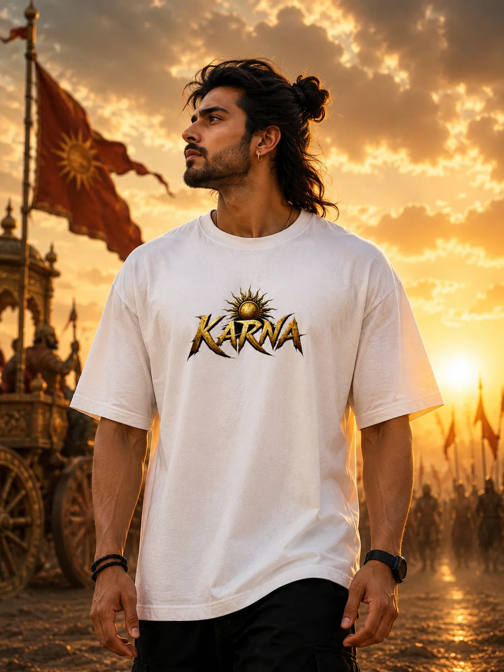 Karna Warrior Oversized White T-Shirt