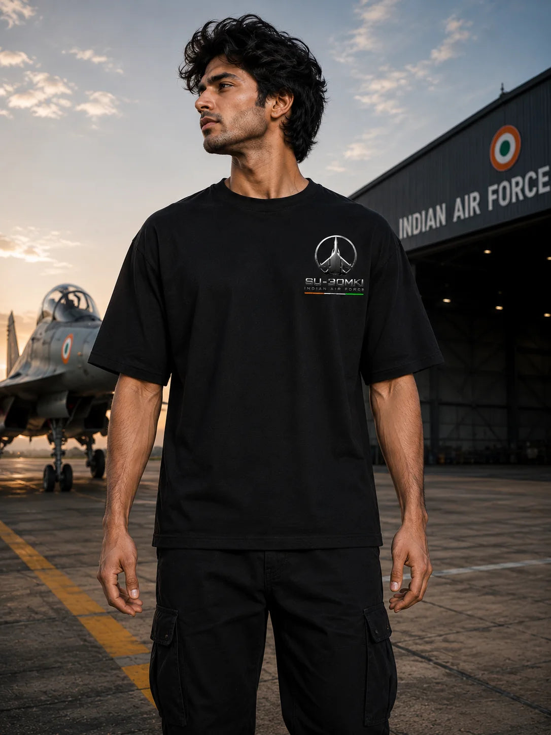 SU-30MKI Black Oversized T-Shirt