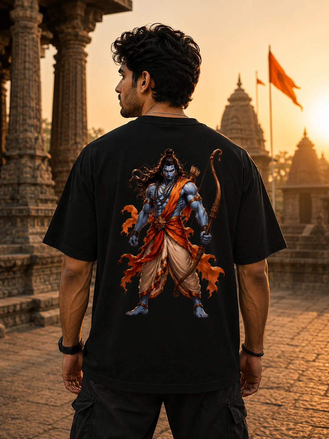 Shree Ram Oversized Black T-Shirt