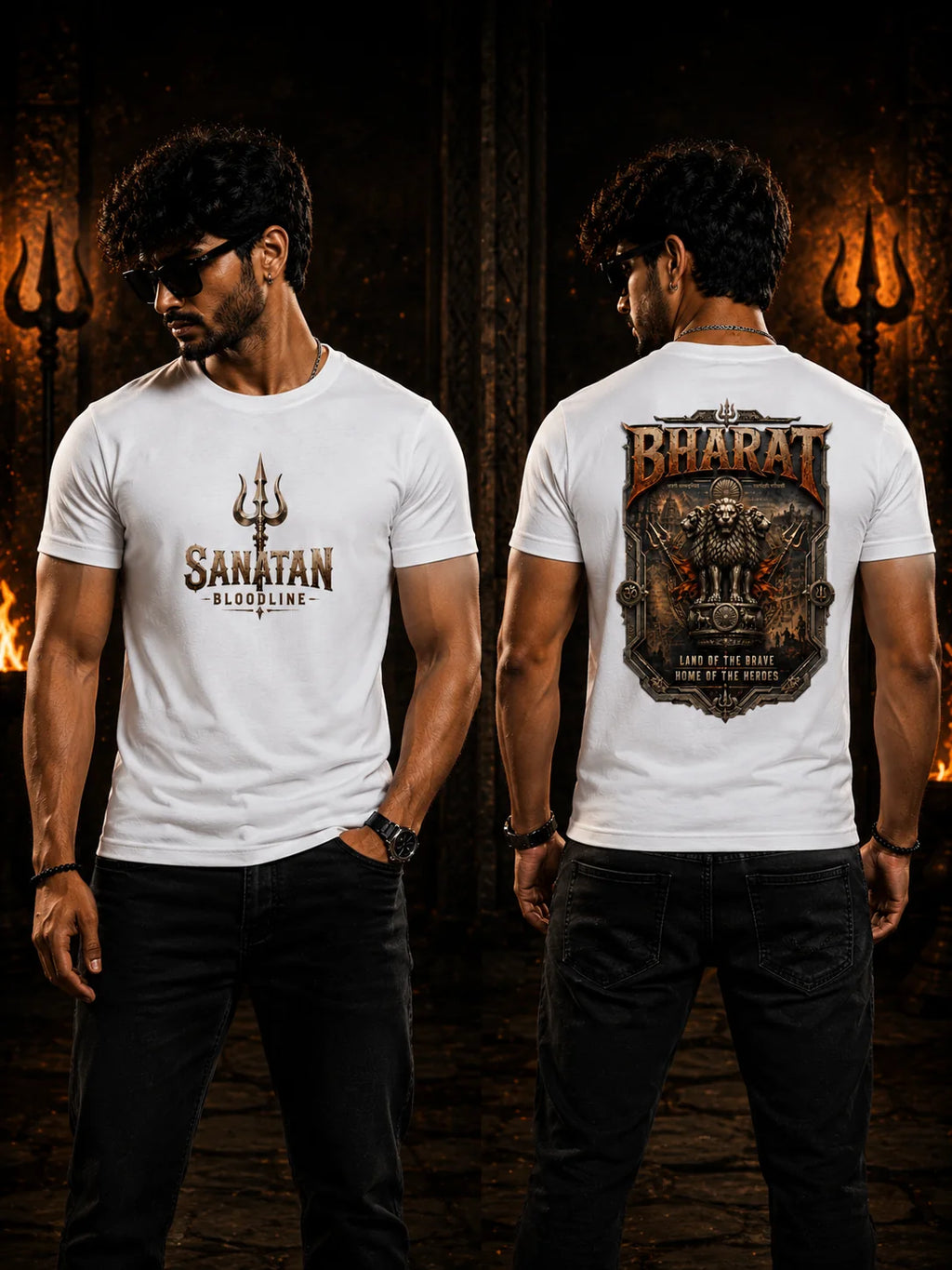 Sanatan Bloodline T-Shirt – Bharat Land of the Brave | Premium White Tee