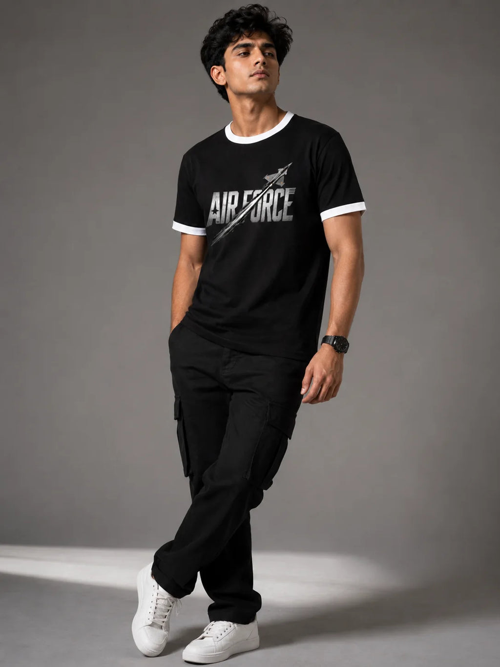 Men's Air Force Black Ringer T-Shirt