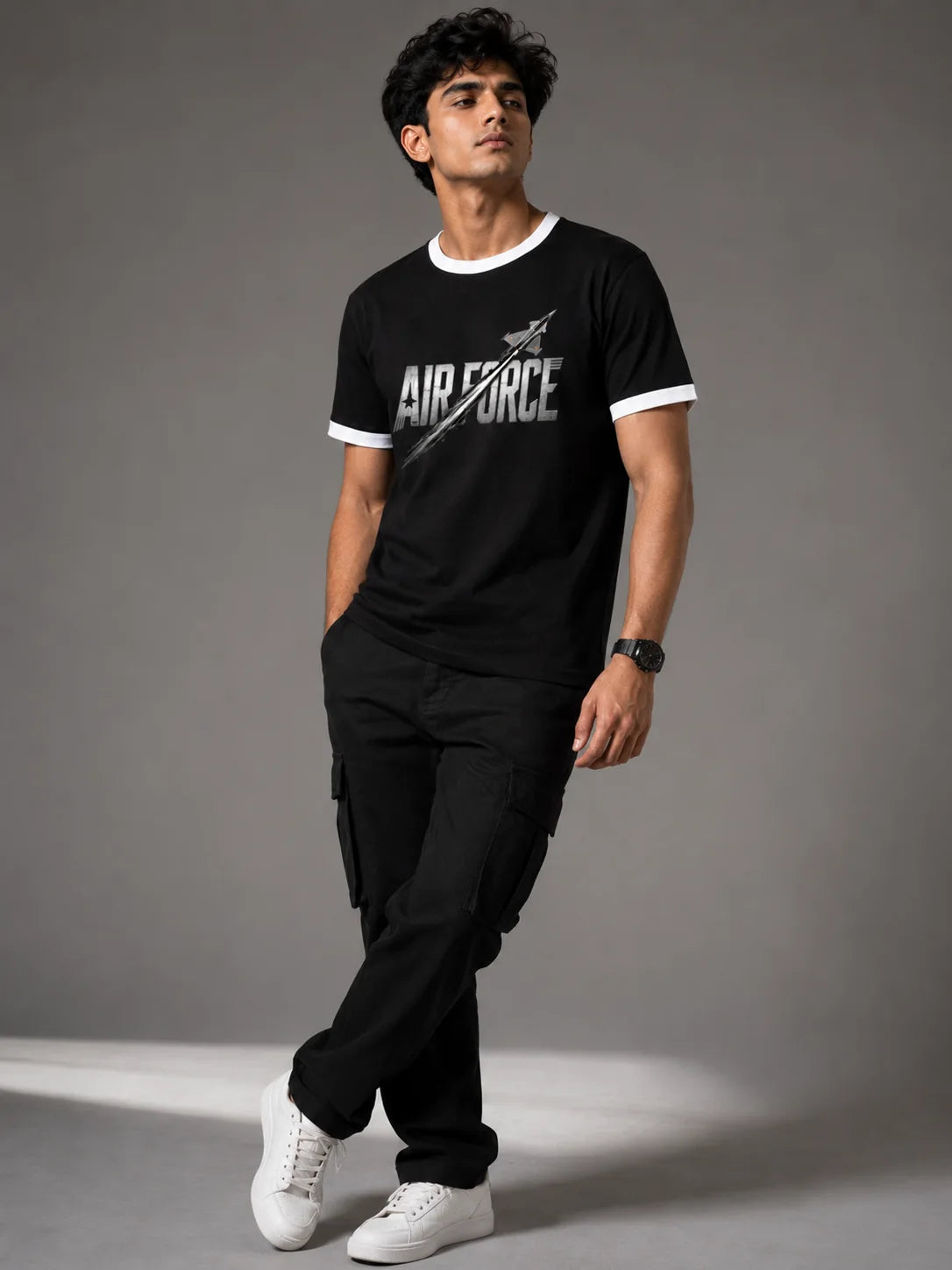 Men's Air Force Black Ringer T-Shirt