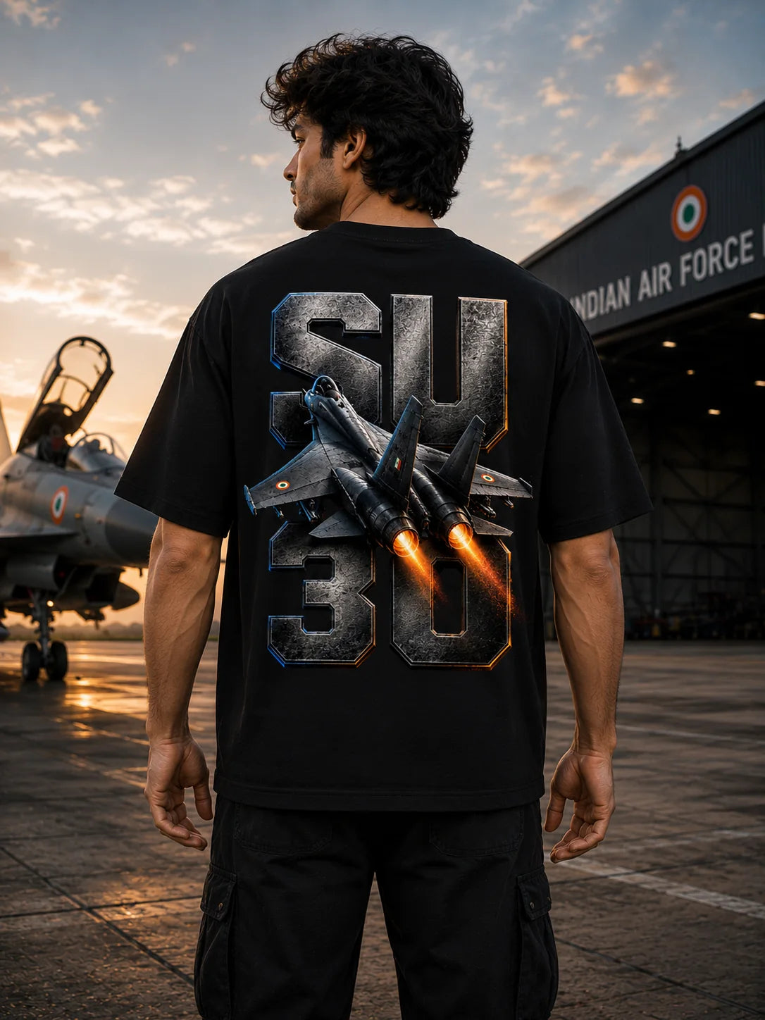 SU-30MKI Black Oversized T-Shirt