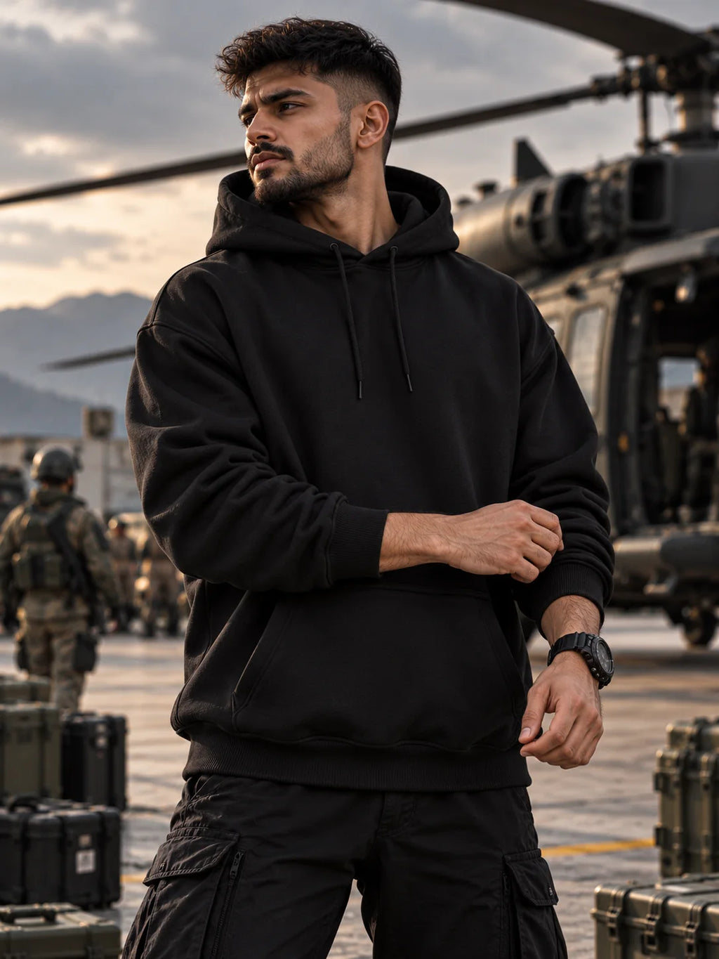 Operator Soldier Graphic Oversized Hoodie