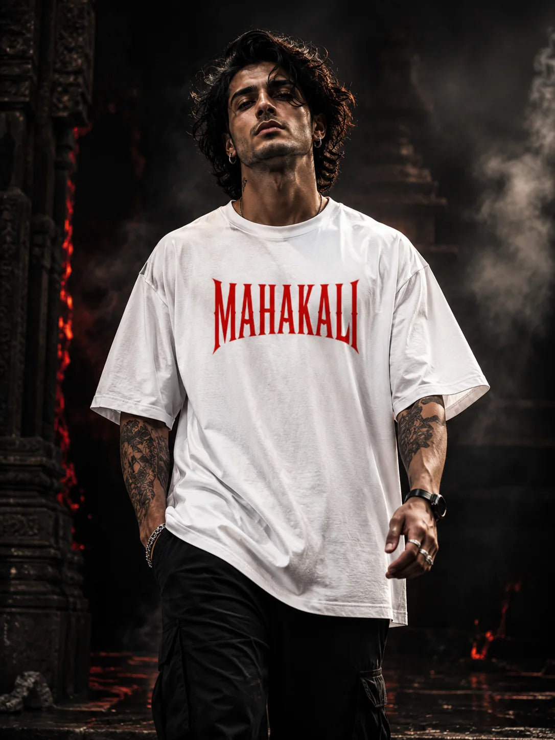 Mahakali Oversized T-Shirt | Kali Print | White