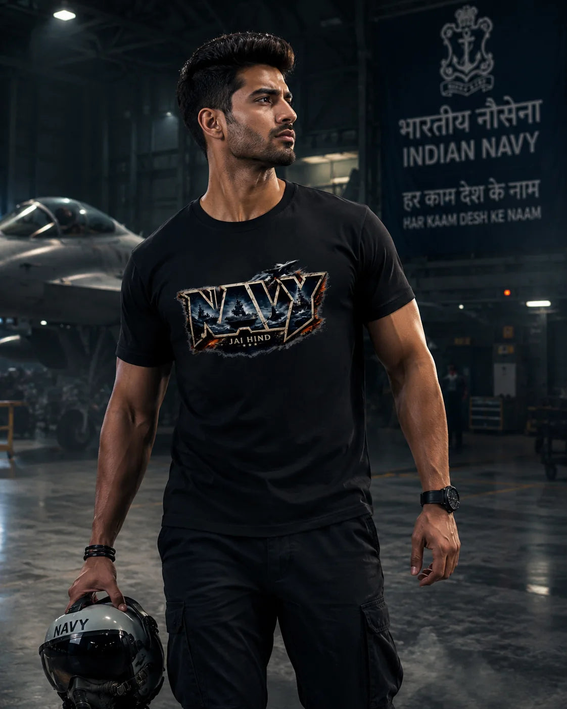 Indian Navy T-Shirt | Jai Hind | Warship Submarine Fighter Jet Graphic Tee