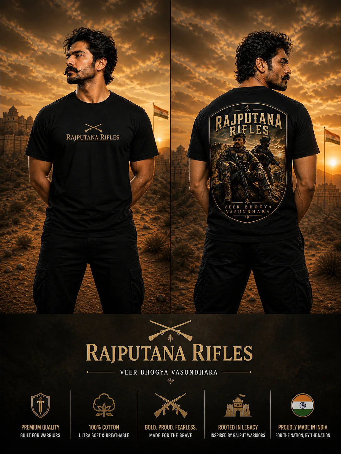 Rajputana Rifles T-Shirt – Indian Army Warrior Pride Edition